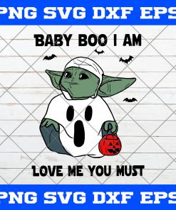 Baby Yoda Boo Halloween SVG, Baby Yoda SVG, Star Wars SVG, Baby Alien SVG, Halloween SVG, Baby Boo I Am Love Me You Must SVG