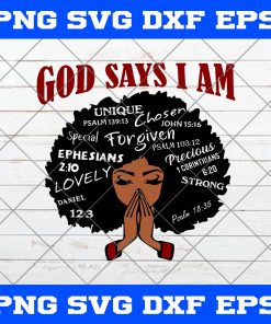 God Says I Am Black Woman SVG, Black Woman SVG, The Black SVG, Africa American SVG, Black Woman Strong, Lovely SVG