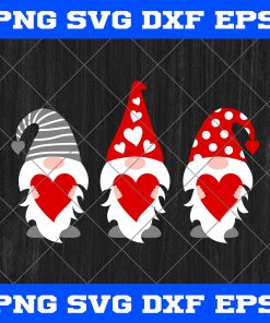 Three Gnomes Valentines Day SVG PNG EPS DXF – Valentines Day SVG PNG