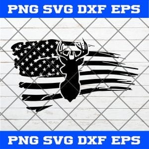 Hunting Deer American Flag SVG PNG EPS DXF – Hunting Lover Cricut File Silhouette Art
