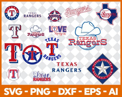 Texas Rangers Logo MLB Baseball SVG cut file for cricut files Clip Art Digital Files vector, eps, ai, dxf, png 3