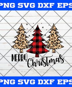 Merry Christmas Trees with Leopard Christmas SVG PNG EPS DXF Trees Christmas Svg Png Cut file Digital Download