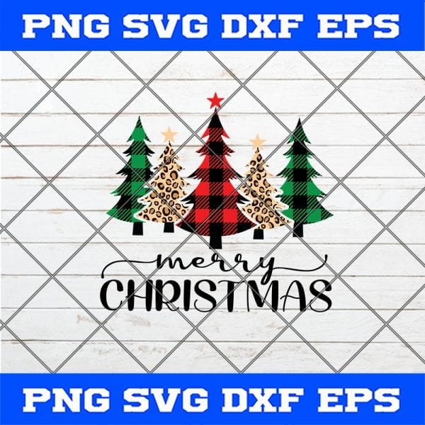 Merry Christmas Trees Buffalo Plaid & Leopard Christmas SVG PNG EPS DXF Trees Christmas Svg Png Cut file Digital Download