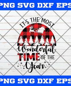 It’s The Most Wonderful Time of the Year Svg, Plaid Tree Christmas SVG PNG EPS DXF Cut file