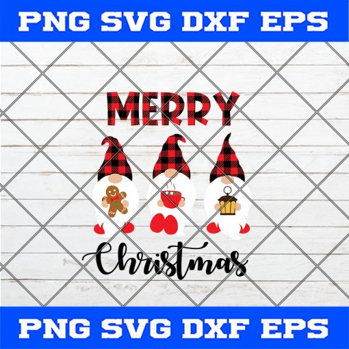 Merry Christmas Gnomies Plaid SVG, Christmas Plaid SVG PNG EPS DXF Cricut File Silhouette