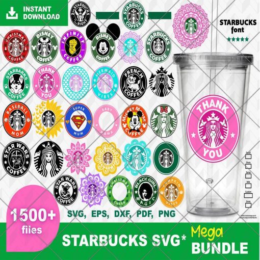 1500+ Starbucks SVG Mega Bundle ,starbucks logo , sunflower starbucks, coffee cup svg ,starbucks wrap svg , starbucks cup svg, starbucks flower svg , starbucks font, coffee mug svg, starbucks bundle SVG PNG EPS DXF Cricut File Silhouette Art