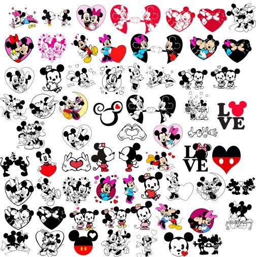 Mickey with Minnie Valentines Day SVG bundle, Mickey Love SVG, Mickey Heart Svg ,Disney Valentine Day Svg PNG DXF EPS