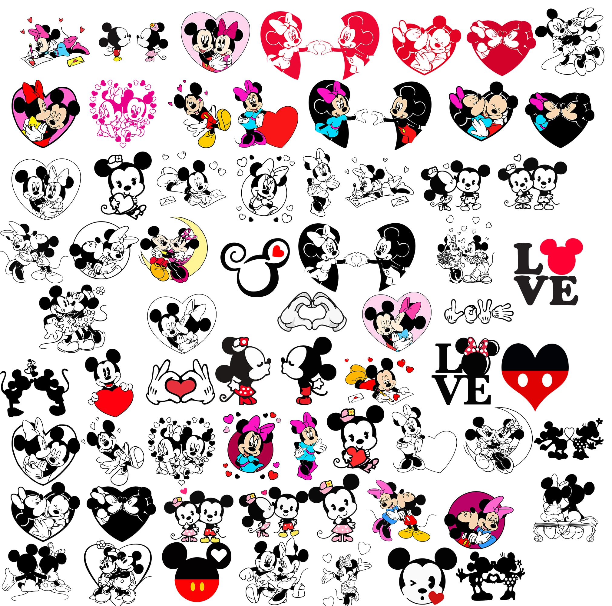 Mickey Mouse Valentines Day SVG, Minnie Mouse Valentines Day SVG