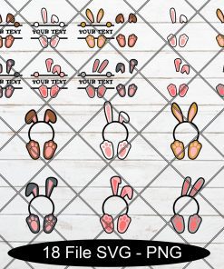 Bunny Easter Bundle Split Monogram SVG