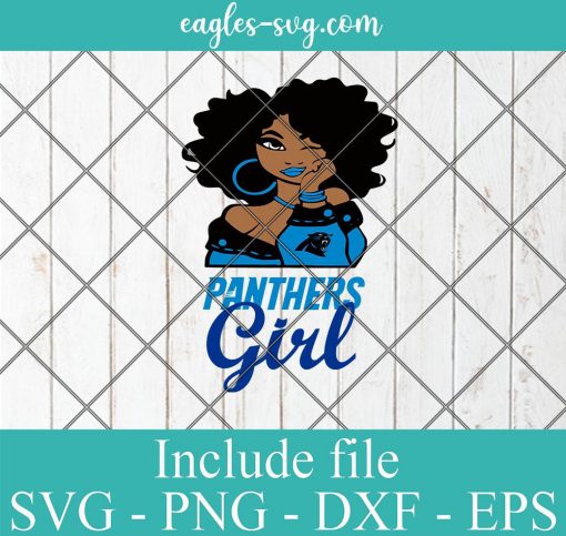 Carolina Panthers Afro Girl Football Fan Svg, Png Printable, Cricut & Silhouette