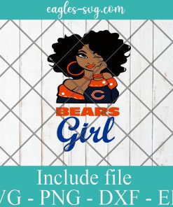 Chicago Bears Afro Girl Football Fan Svg, Png Printable, Cricut & Silhouette