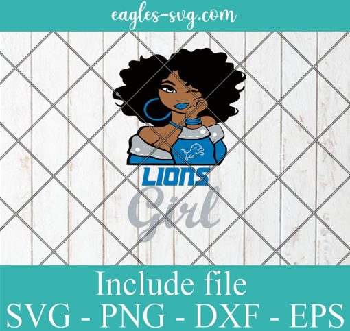 Detroit Lions Afro Girl Football Fan Svg, Png Printable, Cricut & Silhouette