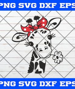 Giraffe with bandana svg, Giraffe with bow svg, Cute Giraffe svg Cut file for Cricut Silhouette Vector Svg Dxf Eps Png