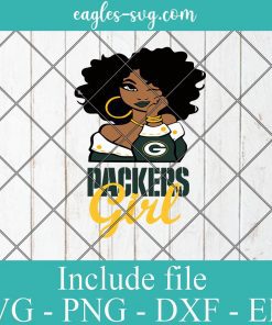Green Bay Packers Afro Girl Football Fan Svg, Png Printable, Cricut & Silhouette