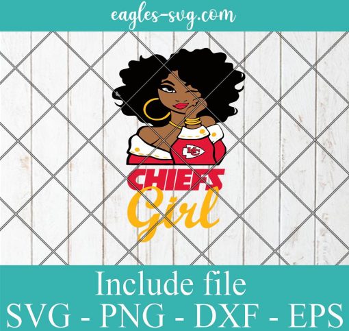 Kansas City Chiefs Afro Girl Football Fan Svg, Png Printable, Cricut & Silhouette