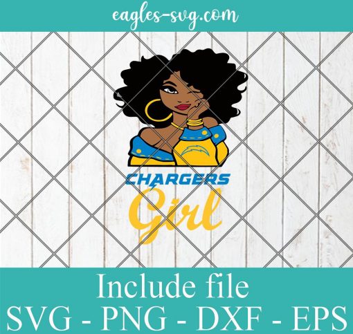 Los Angeles Chargers Afro Girl Football Fan Svg, Png Printable, Cricut & Silhouette