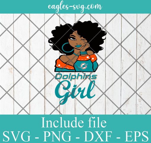 Miami Dolphins Afro Girl Football Fan Svg, Png Printable, Cricut & Silhouette