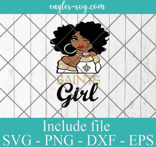 New Orleans Saints Afro Girl Football Fan Svg, Png Printable, Cricut & Silhouette
