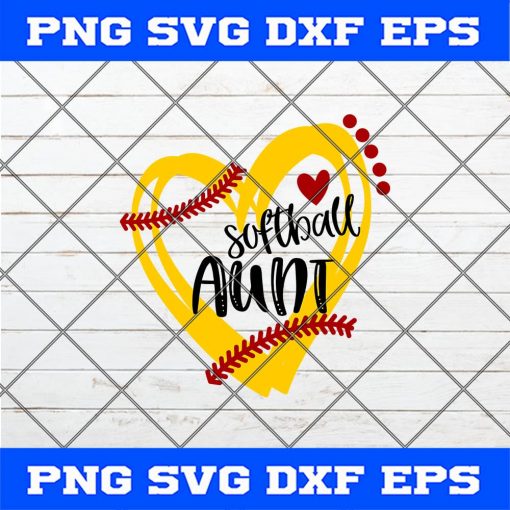 Softball Svg, Softball Aunt Svg, Aunt Baseball svg, heart frame Softball Svg Png Dxf Cricut Cameo File Silhouette Art