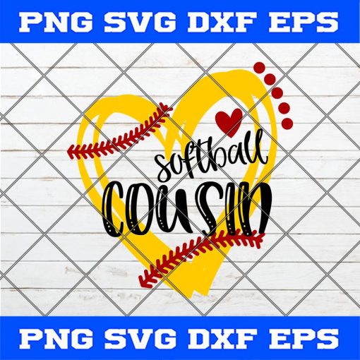 Softball Svg, Softball Cousin Svg, Cousin Baseball svg, heart frame Softball Svg Png Dxf Cricut Cameo File Silhouette Art