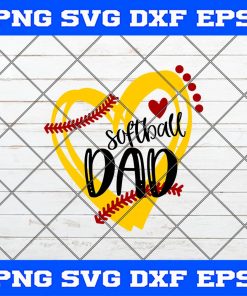 Softball Svg, Softball dad Svg, Dad baseball svg, heart frame Softball Svg Png Dxf Cricut Cameo File Silhouette Art