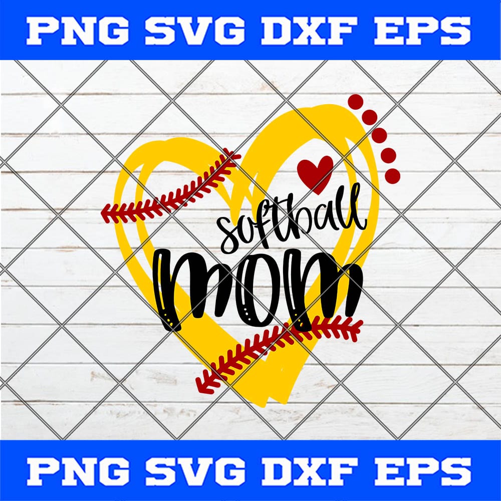 Softball mom Svg, Baseball Mom svg, heart frame Softball Svg Png Dxf