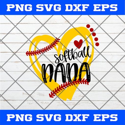 Softball Svg, Softball nana Svg, Nana Baseball svg, heart frame Softball Svg Png Dxf Cricut Cameo File Silhouette Art