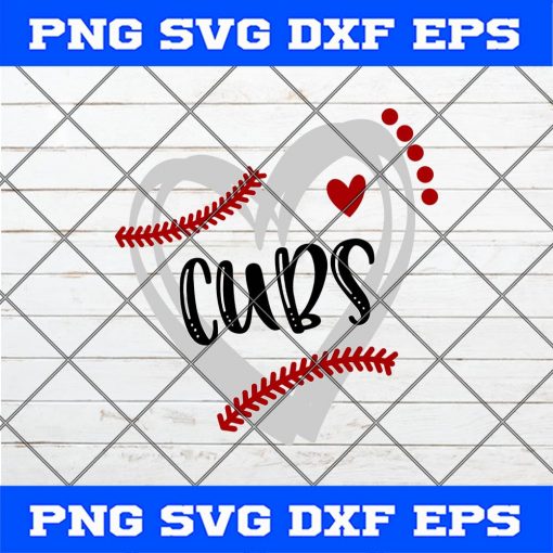Baseball Svg, Softball Svg, Cubs Baseball svg, heart frame baseball Svg Png Dxf Cricut Cameo File Silhouette Art