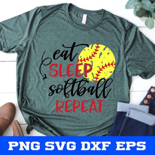 Eat Sleep Softball Repeat Svg