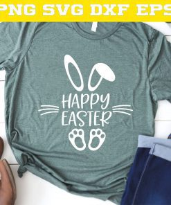 Happy Easter Svg - Easter Bunny Svg, Kids Easter Svg, Funny Easter Svg, Rabbit Easter Shirt, Easter Eggs Svg Cut Files for Cricut, Png, Dxf