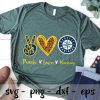 Peace Love Seattle Mariners Svg