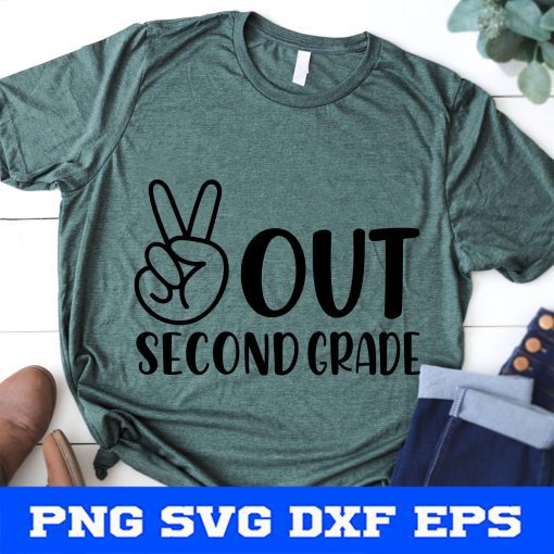Peace Out Second Grade Svg, Last Day of School Svg, Kids End of School, Boys Graduation Shirt Svg Cut Files for Cricut & Silhouette, Png