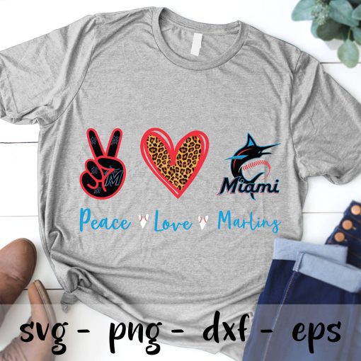 Peace love Miami Marlins svg