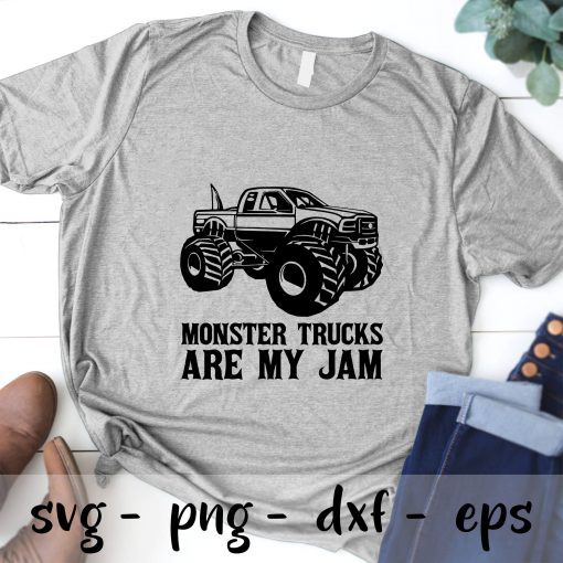 Monster Trucks Are My Jam SVG PNG EPS DXF – I Love Monster Trucks SVG Cricut File Art