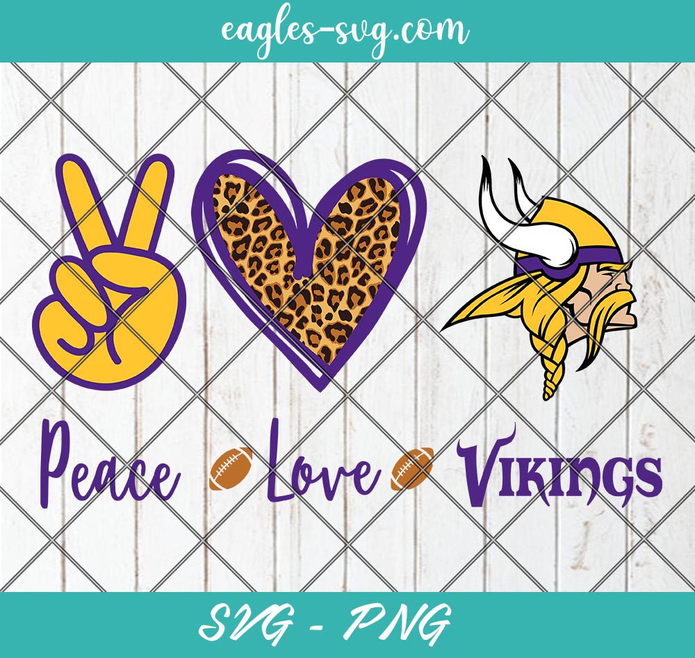 Peace love Vikings svg, Minnesota Vikings Football svg, Football NFL Svg Png Cricut Cameo File Silhouette Art