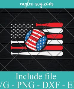 4th of July American Flag Baseball SVG PNG EPS DXF Cricut Cameo File Silhouette Art