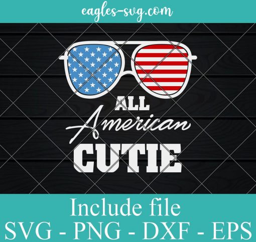 All American Cutie Sunglasses USA Flag SVG PNG EPS DXF Cricut Cameo File Silhouette Art
