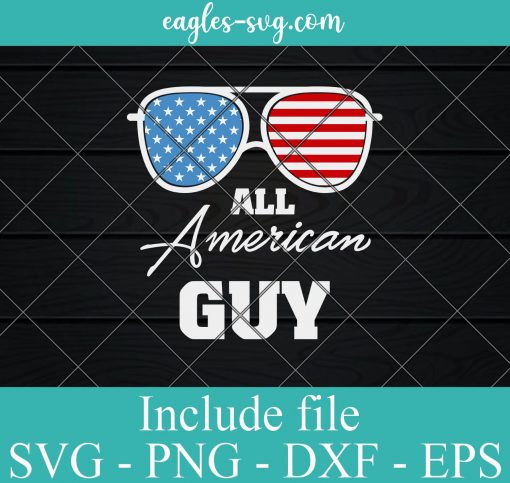 All American Guy Sunglasses USA Flag SVG PNG EPS DXF Cricut Cameo File Silhouette Art