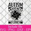 Autism awareness accept understand love svg- Autism svg, April svg, Awareness svg, Puzzle Piece svg Png Dxf Eps Cricut Cameo File Silhouette Art