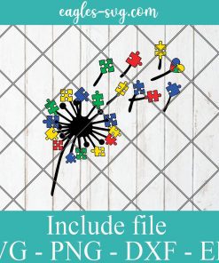 Dandelions Autism Puzzles Colorful SVG PNG EPS DXF Cricut Cameo File Silhouette Art - Autism Awareness Svg, Puzzle Svg, Awareness Svg