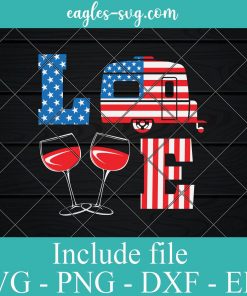 Love Bus Camping Patriotic 4th of July SVG PNG EPS DXF Cricut Cameo File Silhouette Art