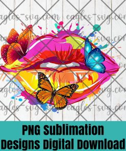 Womens Butterfly Lips Sexy Mouth Kissing Be Nice Womens Kiss PNG Sublimation Design Download, T-shirt design sublimation design, PNG
