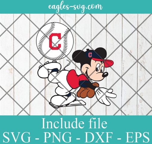 Disney Mickey Mouse Cleveland Indians Baseball Sport SVG PNG DXF EPS Cricut Silhouette