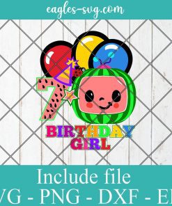 Cocomelon 7th Birthday Girl Svg, WaterMelon Birthday SVG Cricut