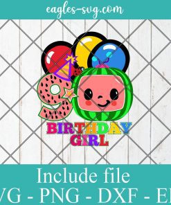 Cocomelon 9th Birthday Girl Svg, WaterMelon Birthday SVG Cricut