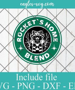 Rocket Logo Starbucks SVG PNG DXF Cricut Silhouette - Rocket Home Blend SVG, Marvel Starbucks SVG, Superhero Coffee SVG