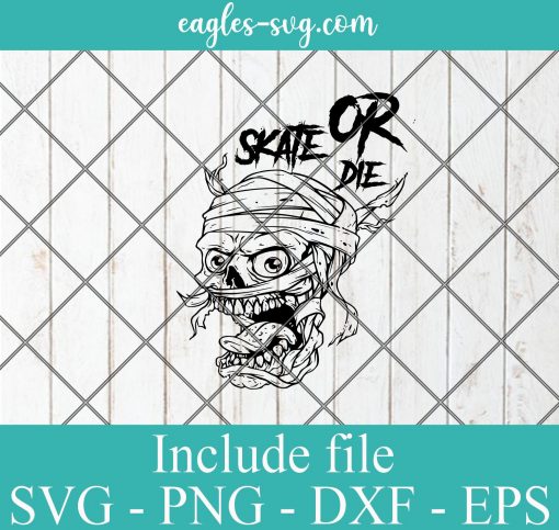Happy Halloween Skull Skate or Die SVG PNG DXF EPS Cricut Silhouette