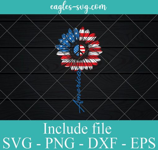 Sunflower USA American Flag svg, 4th of july Svg, Independence day Svg