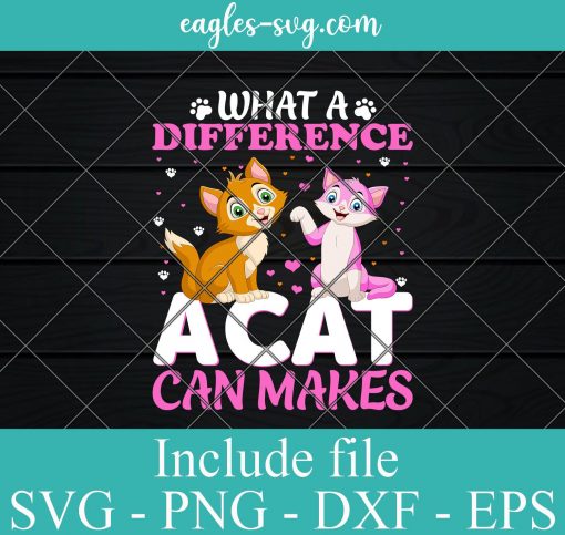 WHAT A DIFFERENCE A CAT CAN MAKERS SVG PNG DXF EPS Cricut Silhouette