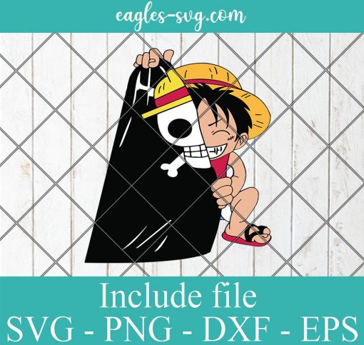Anime One Piece Little Luffy Pirate Flag Funny SVG PNG DXF EPS Cricut Silhouette